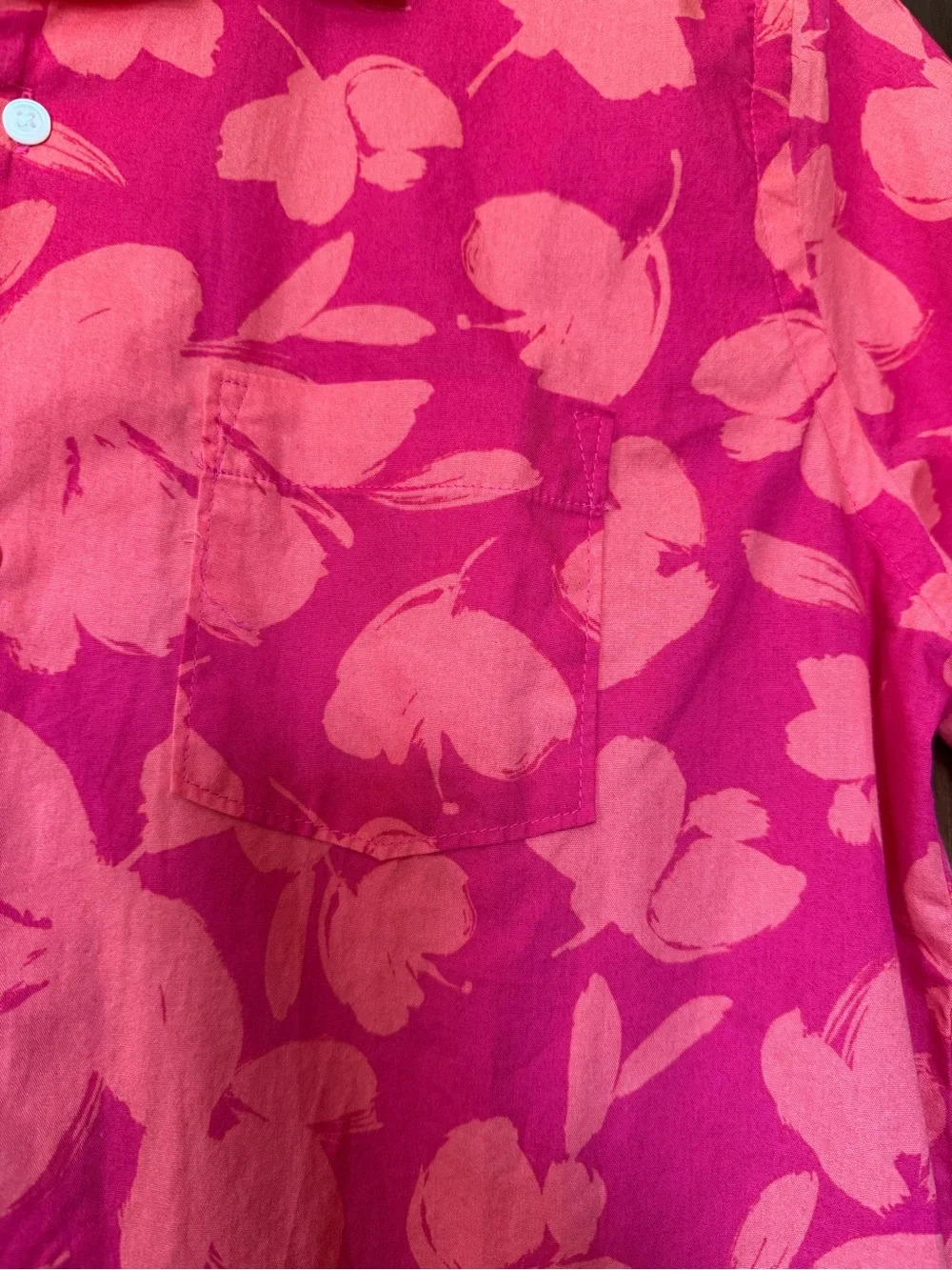 GAP Kids Short-Sleeve Pink-Coral Floral Button-Down Shirt